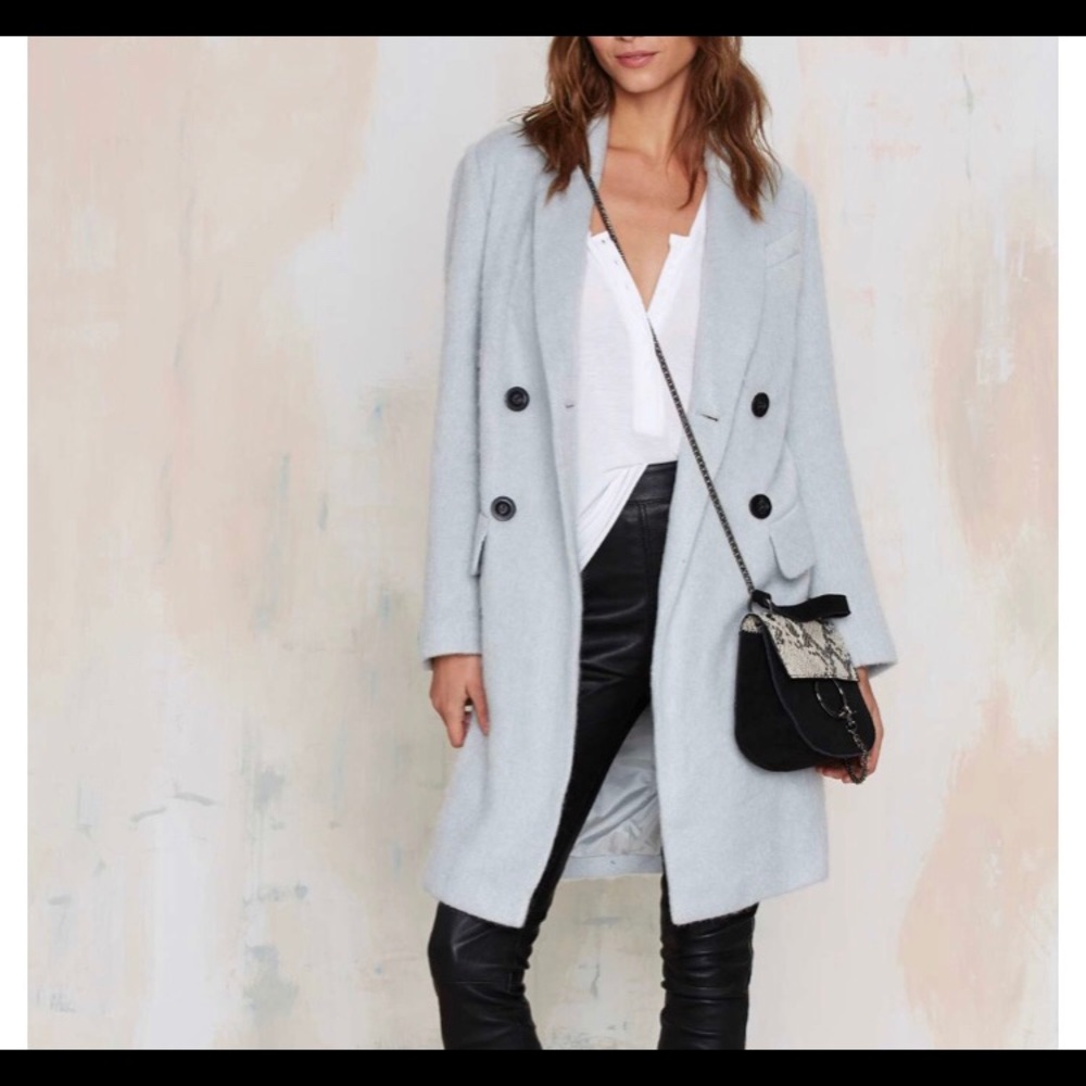 J.O.A hot damn wool coat blue Large
